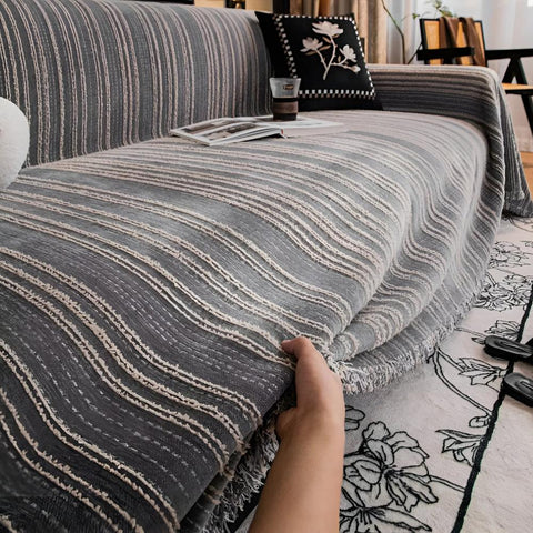 Regal Sofa Cover - Ultra-Soft Chenille, Timeless Stripes