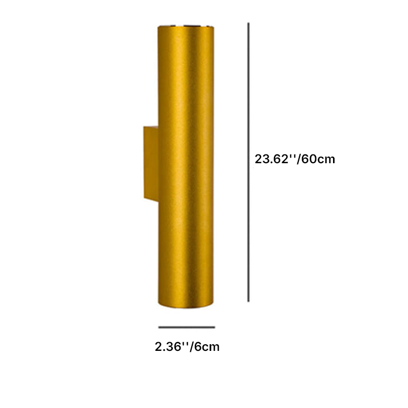 Up-Down LED Wall Light Fixture in Gold, Black or White Aluminum for Hallway, Bedroom & Living Room
