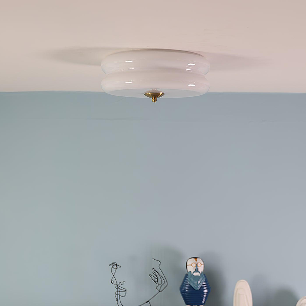 Plafonnier LED encastré rond avec 3 températures de couleur, verre et métal, 5 po de hauteur, pour chambre, salle à manger, cuisine, interrupteur Kelvin réglable