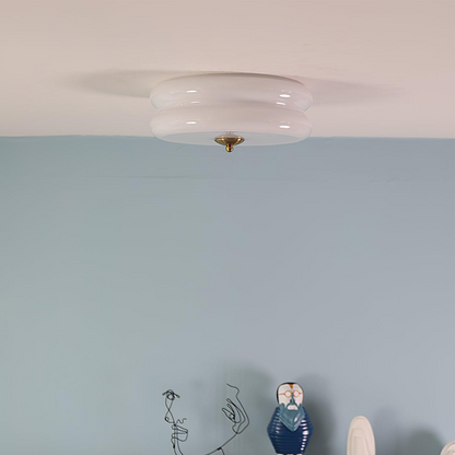 Plafonnier LED encastré rond avec 3 températures de couleur, verre et métal, 5 po de hauteur, pour chambre, salle à manger, cuisine, interrupteur Kelvin réglable