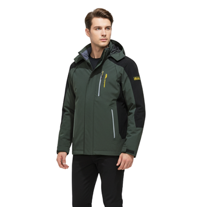 Men's Windproof Rain Shell Jacket with Removable Hood for Hiking, Camping & Outdoor Adventures – Waterproof Lightweight Expedition Coat