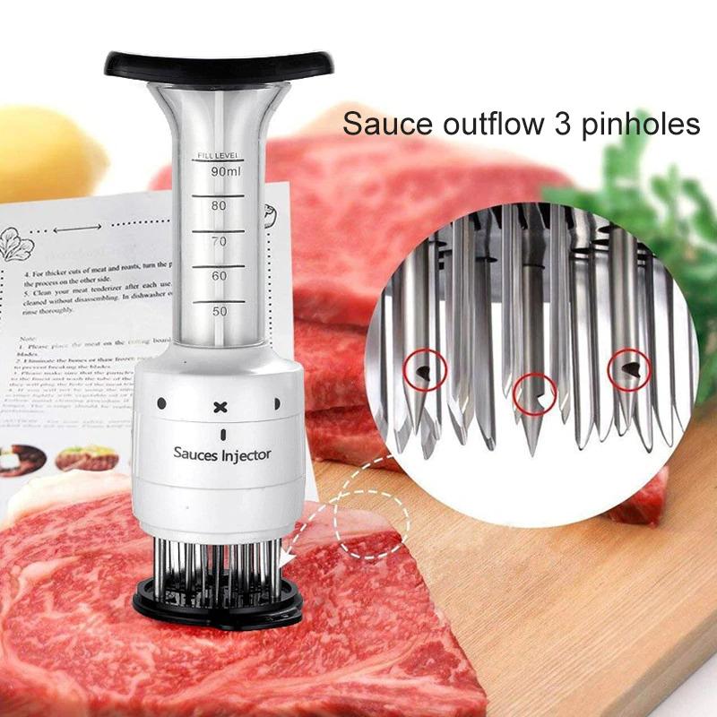 Kit seringue à marinade avec aiguilles pour barbecue, dinde et poitrine de bœuf - Acier inoxydable