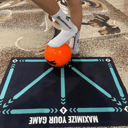 Soccer Skills Training Mat 35 in × 24 in Indoor Footwork Dribbling Practice Set Ball Control Exercises Youth Home Drills Anti-Slip Socks