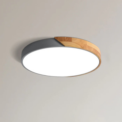 Round Wood Ceiling Light Fixture | Modern Scandinavian LED Flush Mount for Bedroom Living Room Kitchen