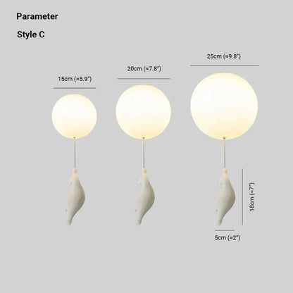 Kids Ceiling Light Nursery Bear Balloon Pendant LED Lamp Bedroom Playroom Decor Warm White Glow Animal Theme Hanging Fixture