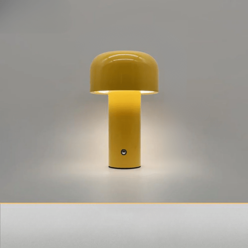 Rechargeable LED Mushroom Lamp Yellow Wireless Cordless Night Light 10 in Tall USB Bedside Accent Mood Lighting for Bedroom Living Room Offi