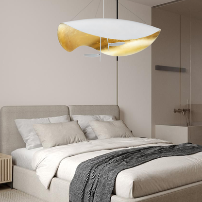 Modern LED Overhead Fixture 17W Metal Hanging Light Black White Gold for Kitchen Dining Room Bedroom Ceiling Mounted