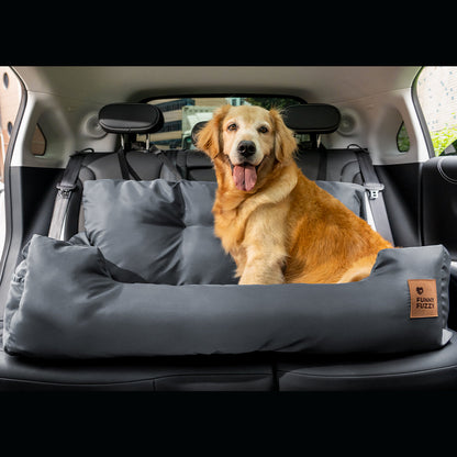 Dog Car Seat Cover for Back Seat – Padded Travel Hammock for Medium & Large Dogs with Safety Tethers & Storage Pockets