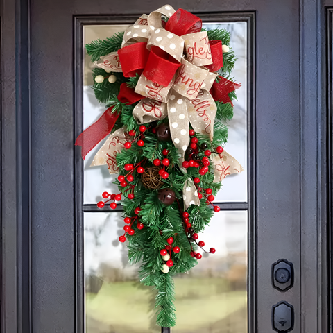 Haven Christmas Wreath - Durable Plastic, Weather-Resistant for Front Door Outdoor Use