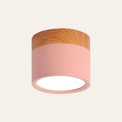 Compact LED Flush Mount Ceiling Light Fixture Wood & Metal Accent for Entryway Hallway Bedroom Kitchen 5W 7W Surface Mount Minimalist Modern