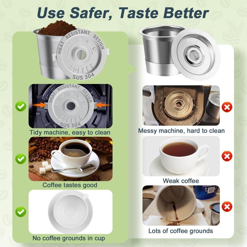 Stainless Steel Refillable Coffee Pod for Ground Coffee, Tea & Cocoa – Reusable Filter Capsule with 0.4 oz Capacity for Daily Brewing
