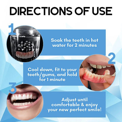 Removable Cosmetic Teeth Veneers for Adults – Instant Smile Enhancer with Silicone Liner, Reusable Snap-On Dental Cover for Natural Look