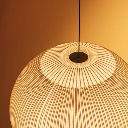 Ribbed Lycra Hanging Light Fixture – 18 in Round Dimmable LED Ceiling Pendant for Kitchen Island, Dining Table & Modern Living Areas