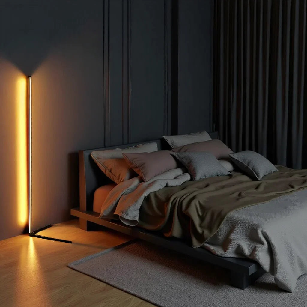 Modern RGB LED Floor Lamp with Remote | Adjustable Warm White & Color Changing Standing Light for Living Room Corner & Home Ambiance | 24W