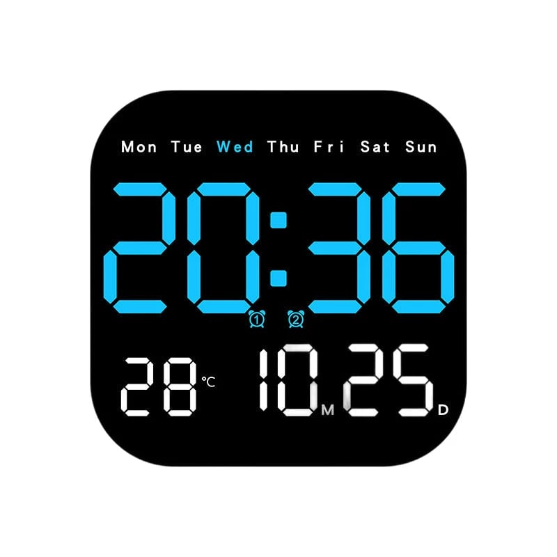 Desktop Alarm Clock with Remote Control, Temperature Display & Adjustable Brightness for Bedroom, Office