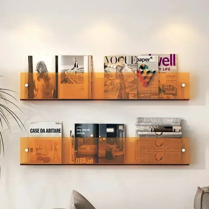 Vinyl Record Holder Wall Rack Magazine Organizer Shelf for Living Room Books Newspapers Home Office Storage Clear Acrylic Display Mount