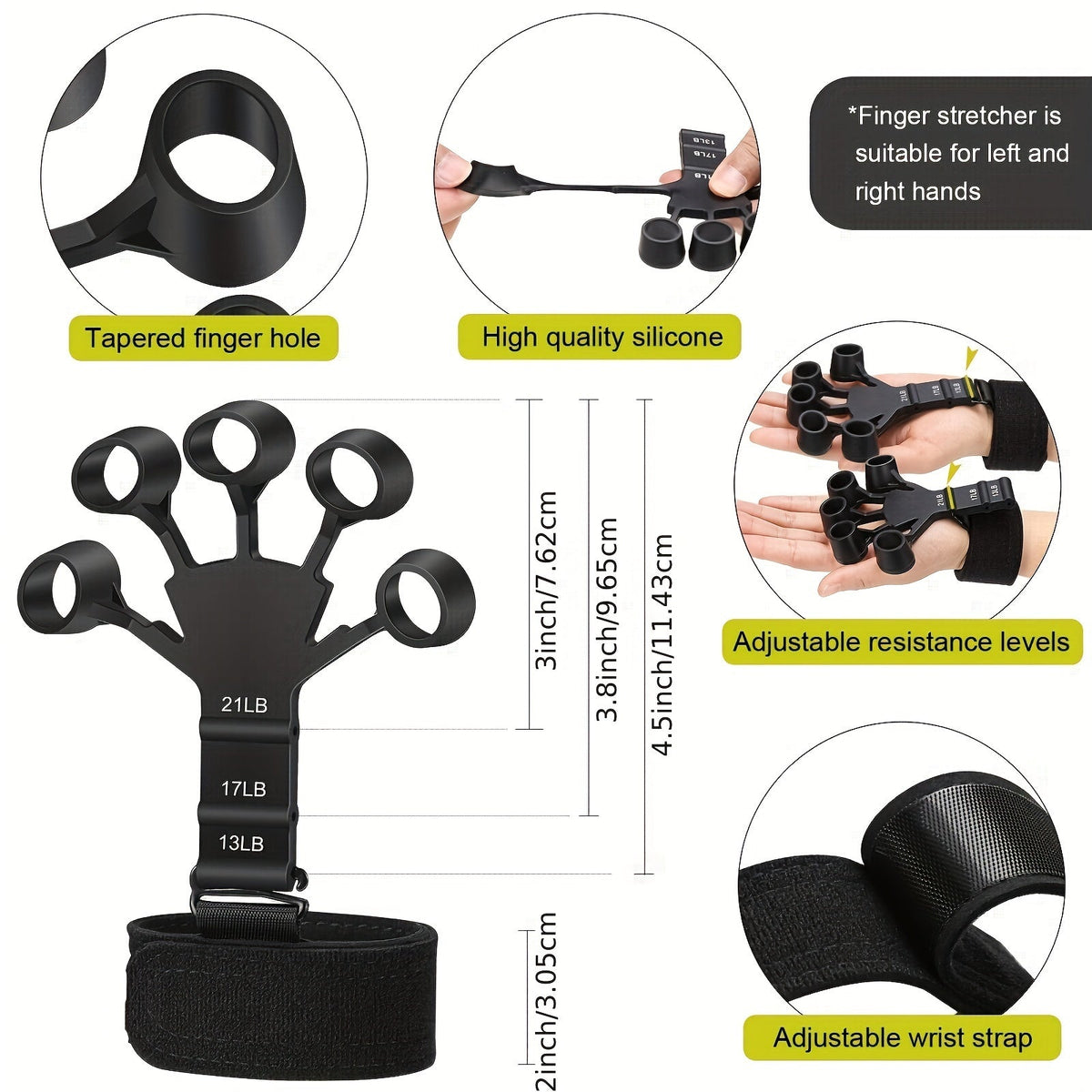 Hand Grip Strengthener Kit 5-Piece Training Set for Fingers Forearms Wrists Rehabilitation Therapy Workout Tools Musicians Athletes