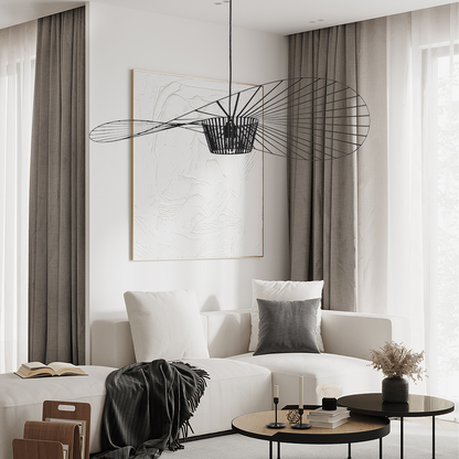 Oversized Drop Ceiling Fixture with Adjustable 59 in Cable for Open-Concept Kitchens & Dining Areas | Wide Sculptural Shade | E27 Socket | M