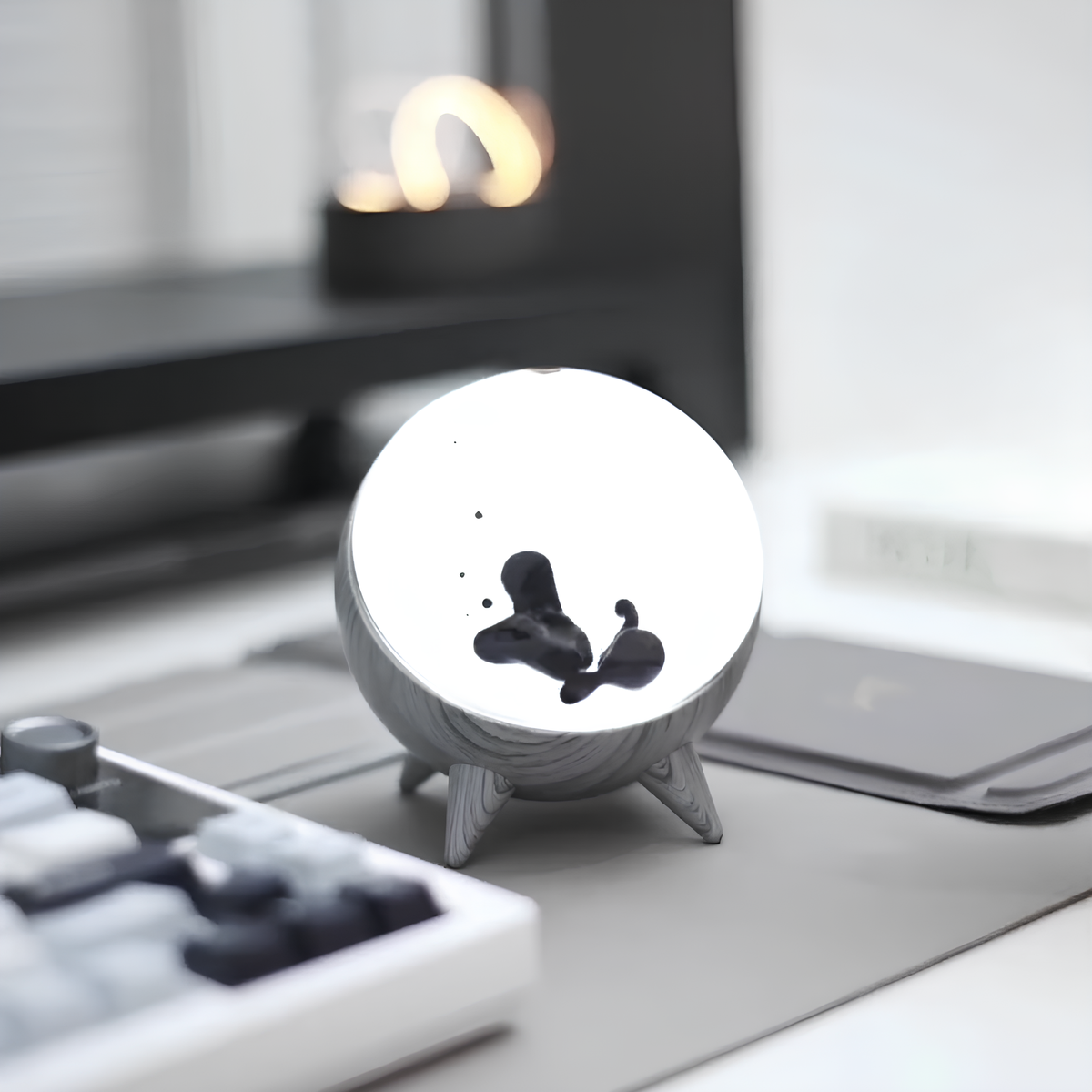 Magnetic Liquid Audio Visualizer Bluetooth Speaker with Interactive Ferrofluid Motion Glass Display for Desk Home Office Gaming Room Ambient