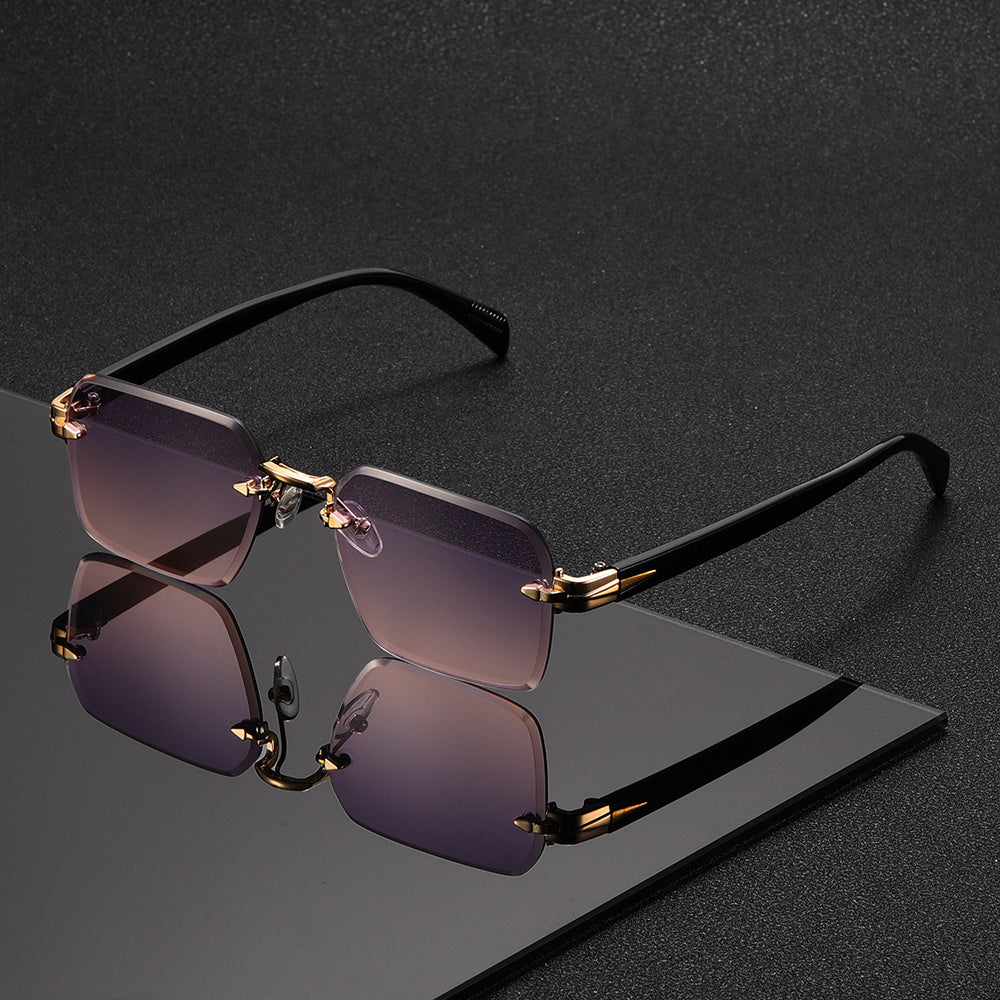Rimless Square Frame Reading Glasses for Men – Lightweight Metal & Plastic Eyewear for Everyday Wear