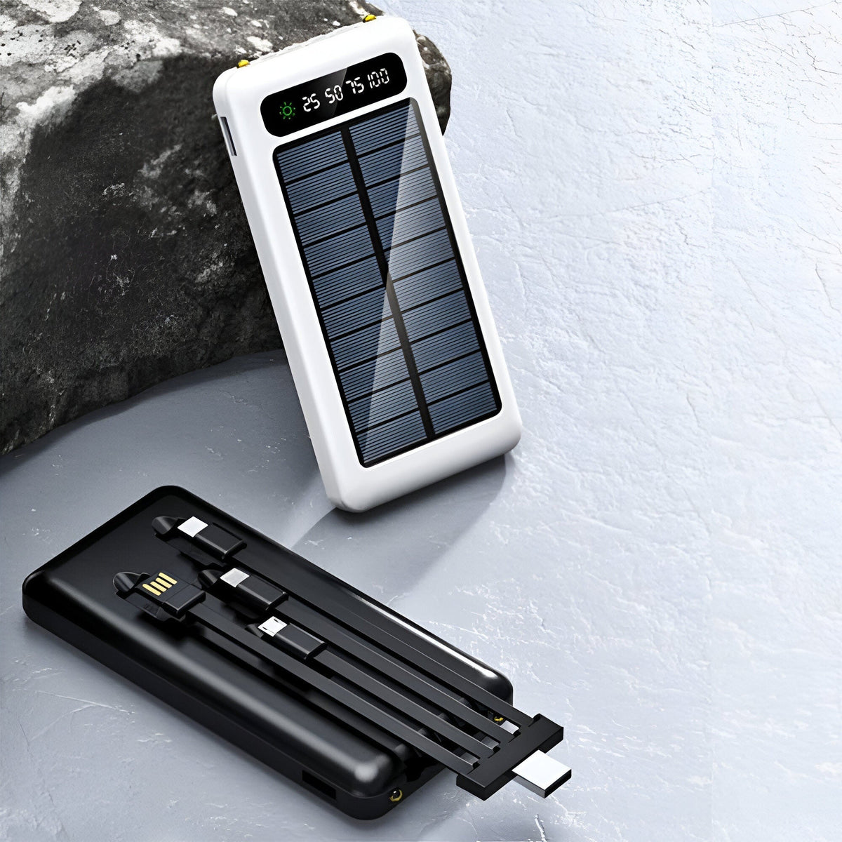 20000mAh Portable Solar Charger with Dual Charging Ports & LED Battery Display for Camping & Travel
