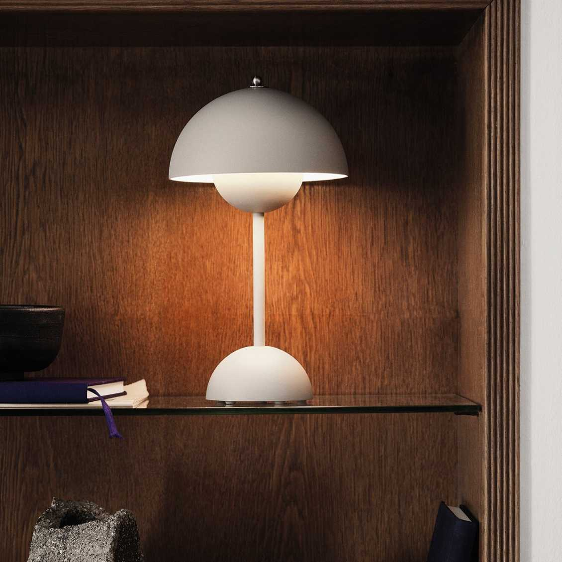 Portable Rechargeable LED Mushroom Lamp — Cordless Nightstand Light with 2000mAh Battery, Warm 3000K Glow for Bedroom, Living Room & Home Of