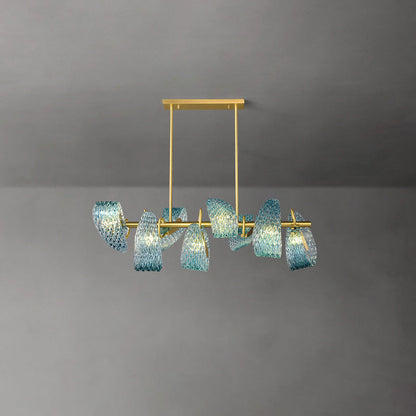 19-Light Glass Ceiling Fixture with Peacock Art Design for Dining Rooms & Large Spaces
