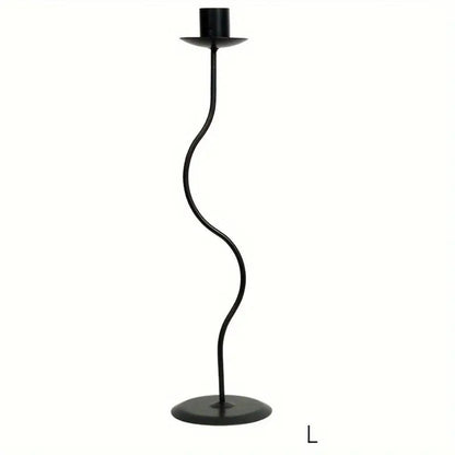 Sable Wavy Candle Holder - Iron, Sculpted Design, Tabletop Decor