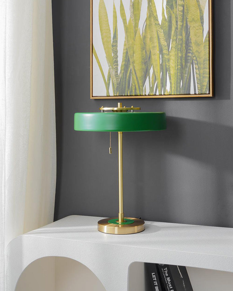 Adjustable Desk Light with Counterweight 10W LED Brass Finish Midcentury Modern Pull Chain Switch for Nightstand Office Home