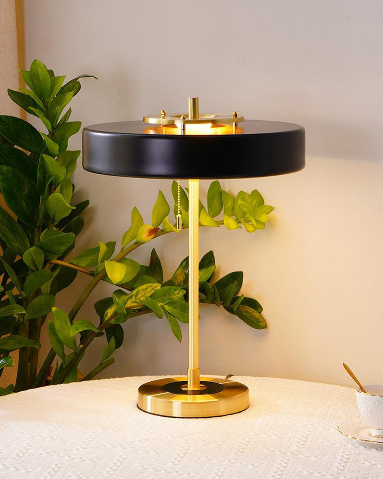 Adjustable Desk Light with Counterweight 10W LED Brass Finish Midcentury Modern Pull Chain Switch for Nightstand Office Home