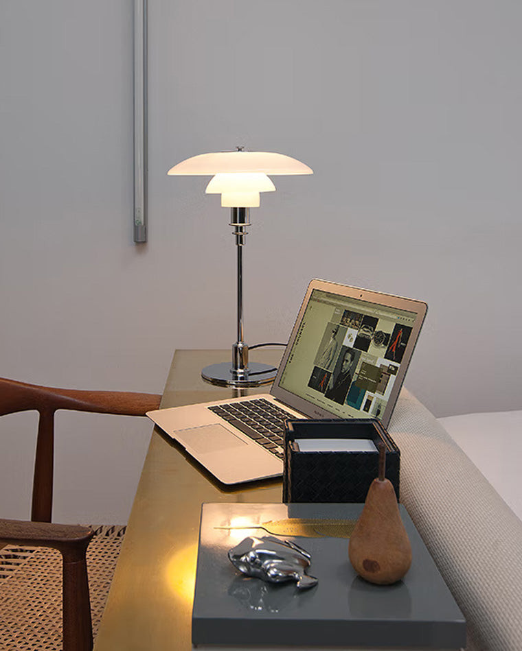 Glass Desk Lamp with Adjustable Light Temperature 19 inches Tall for Home Office Bedside Reading Study Room Work Surface Illumination Nights