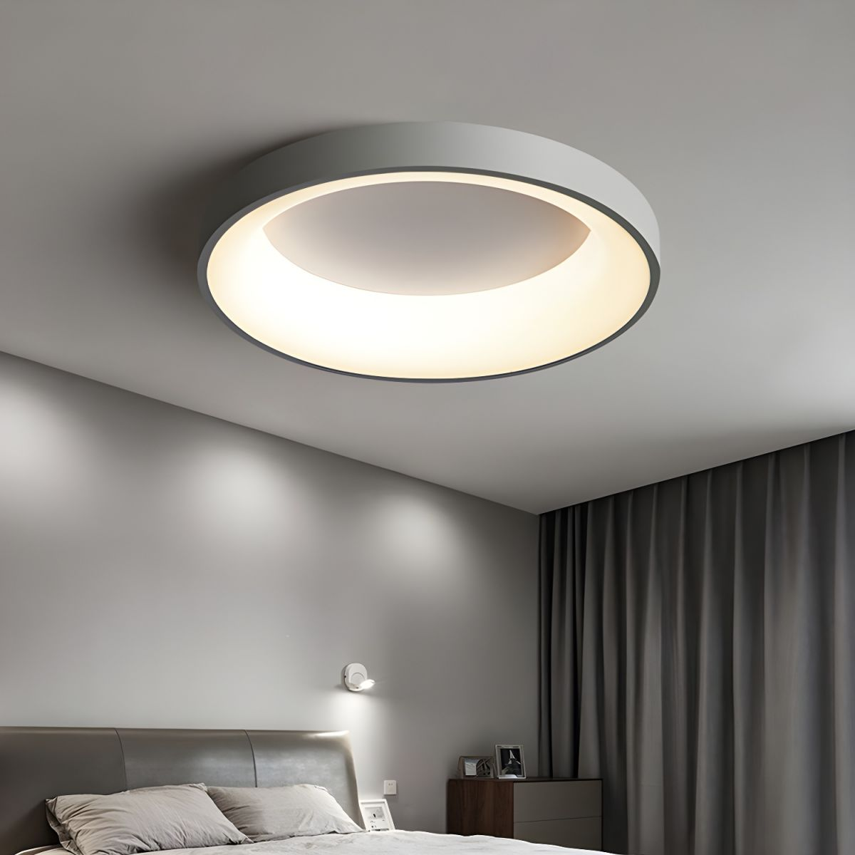Plafonnier LED rond pour chambre et couloir – Disque ultra-plat en fer et acrylique – Options à intensité variable pour salon et entrée