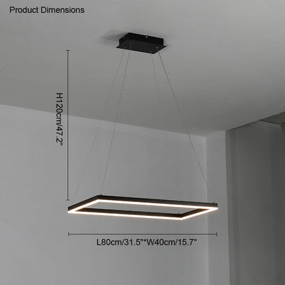 Multi-Tier Linear Suspension Fixture with Integrated LED, Adjustable Cable, Matte Black Metal Frame for Dining & Living Spaces
