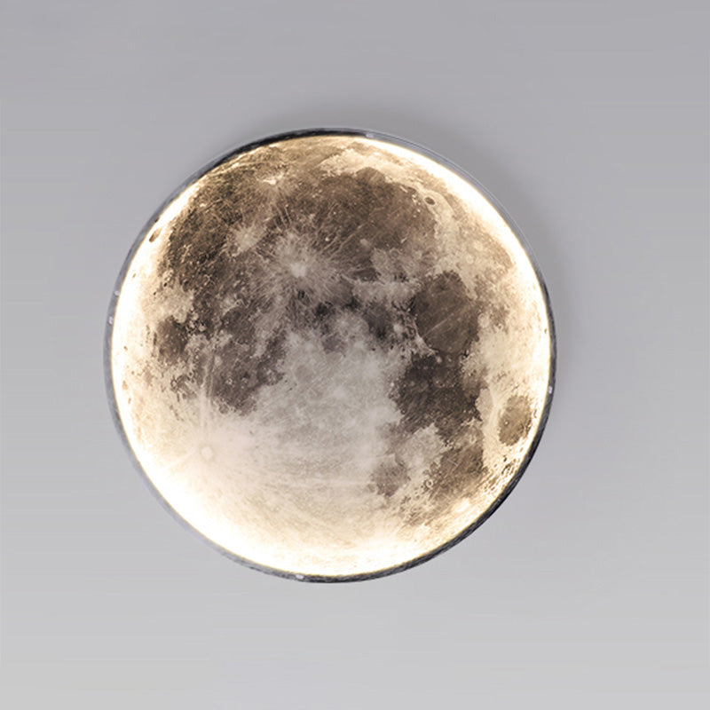 LED Moon Wall Sconce Dimmable Remote Control Light 9.4 Inch Diameter PVC Fixture for Bedroom Living Room Hallway Accent Lighting Three Color