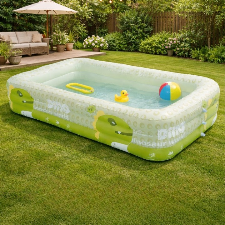 Inflatable Dinosaur Kids Pool 59 or 83 Inch – Outdoor Backyard Splash Pad for Toddlers Children Summer Water Play Patio Deck