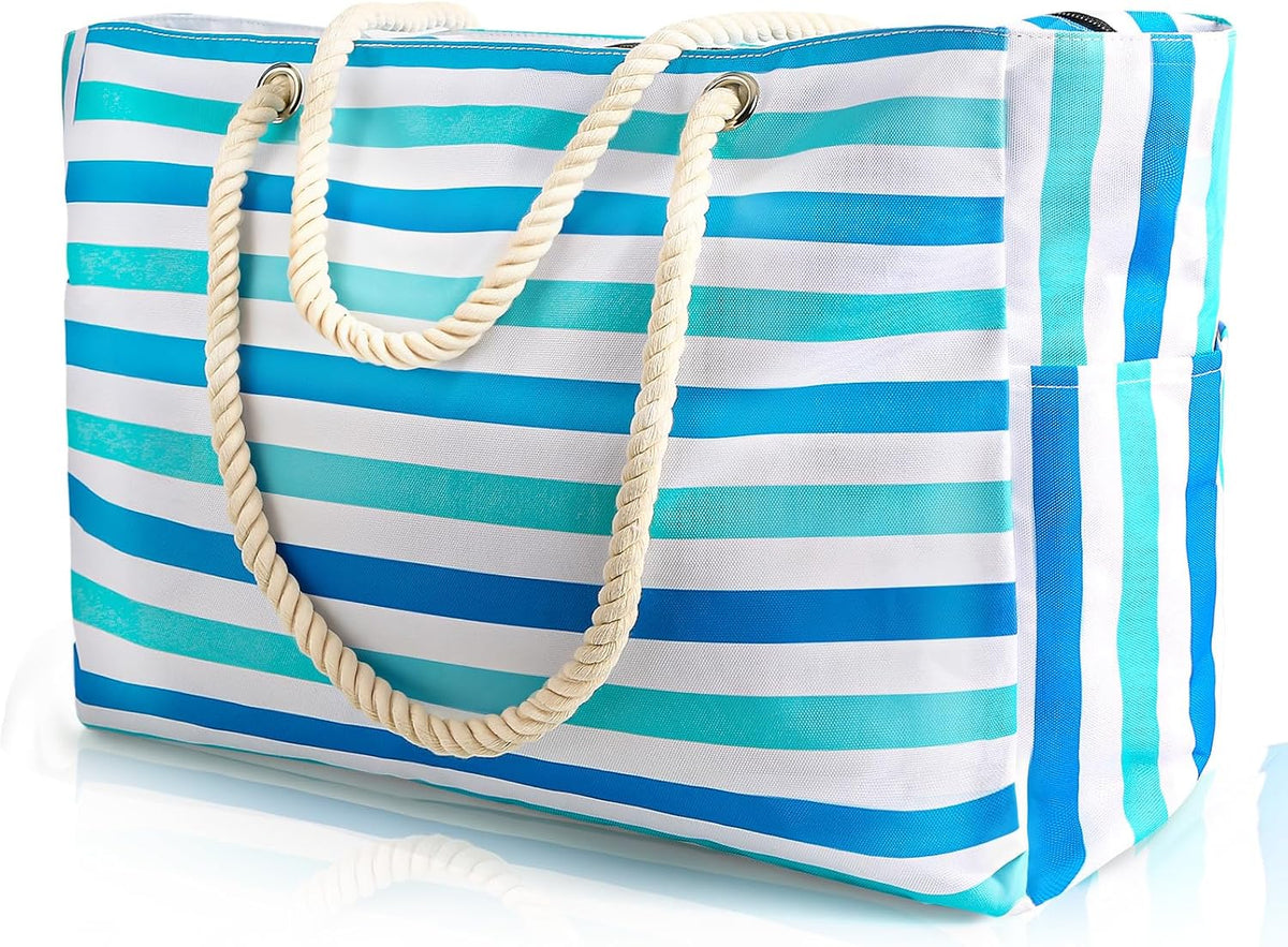 Évasion côtière | Grand sac de plage imperméable au design anti-sable | fourre-tout polyvalent pour les aventures familiales en plein air