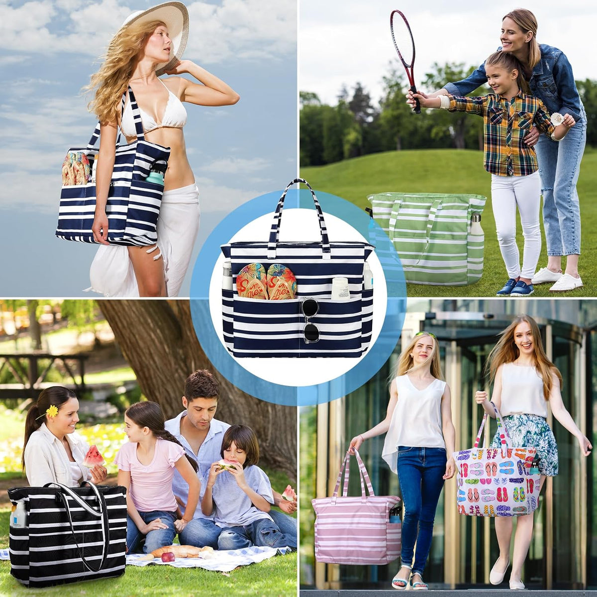 Sac de plage imperméable Ortekor avec fermeture éclair et conception anti-sable | Grande capacité pour les voyages et la salle de sport