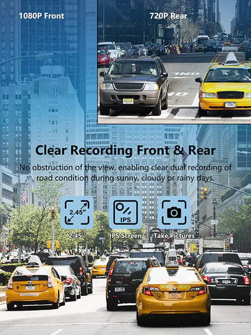 Dual Wireless Dash Camera System | 1080p HD Front and Rear Recording | Night Vision for Enhanced Road Safety