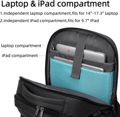 Travel Backpack with USB Charging Port for Laptops up to 17 Inches | Water-Resistant Daypack with Anti-Theft Pocket for Business Work School