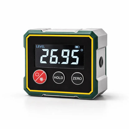 Magnetic Angle Finder with Dual Laser Level for Wall Mounting, Carpentry & DIY Projects – Digital Display, Battery Powered