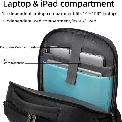 Travel Backpack with USB Charging Port for Laptops up to 17 Inches | Water-Resistant Daypack with Anti-Theft Pocket for Business Work School