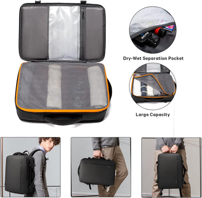 Convertible Carry-On Backpack with Laptop Compartment | Water-Resistant Travel Bag with Duffle Mode | Fits 17-Inch Laptop | Security Pocket