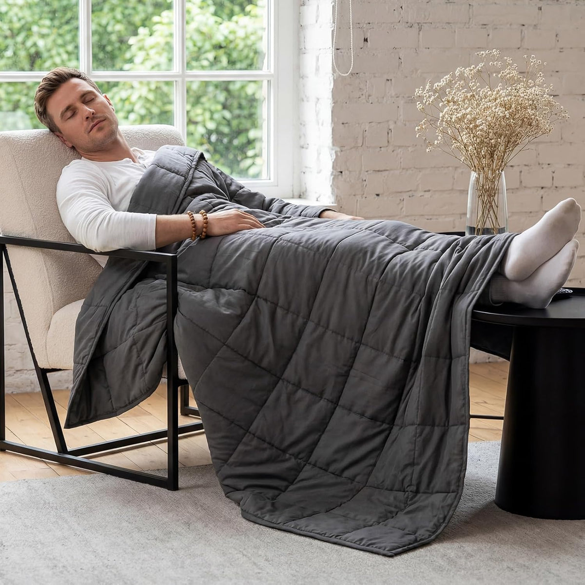 Confort douillet | Couverture lestée rafraîchissante pour adultes avec billes de verre de qualité supérieure | Conception douce et respirante pour la relaxation et la qualité du sommeil