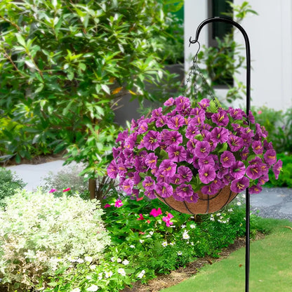 Hanging Basket Flowers Artificial Silk for Outdoor Indoor Decor | Weather-Resistant Faux Blooms in 7 Colors, Year-Round