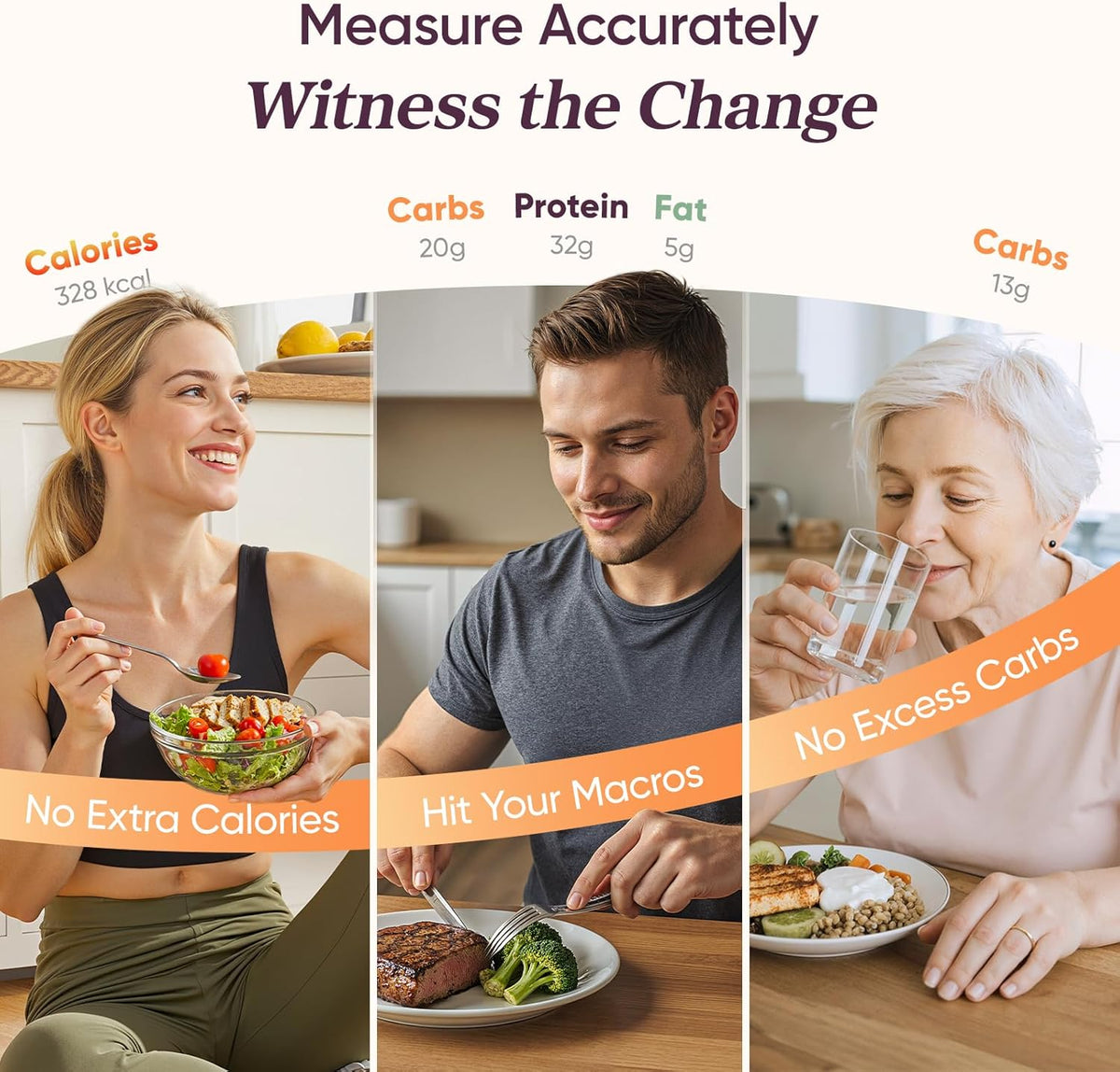 Balance de cuisine intelligente | Balance alimentaire numérique avec calculateur nutritionnel | Mesure de poids précise pour une préparation de repas saine