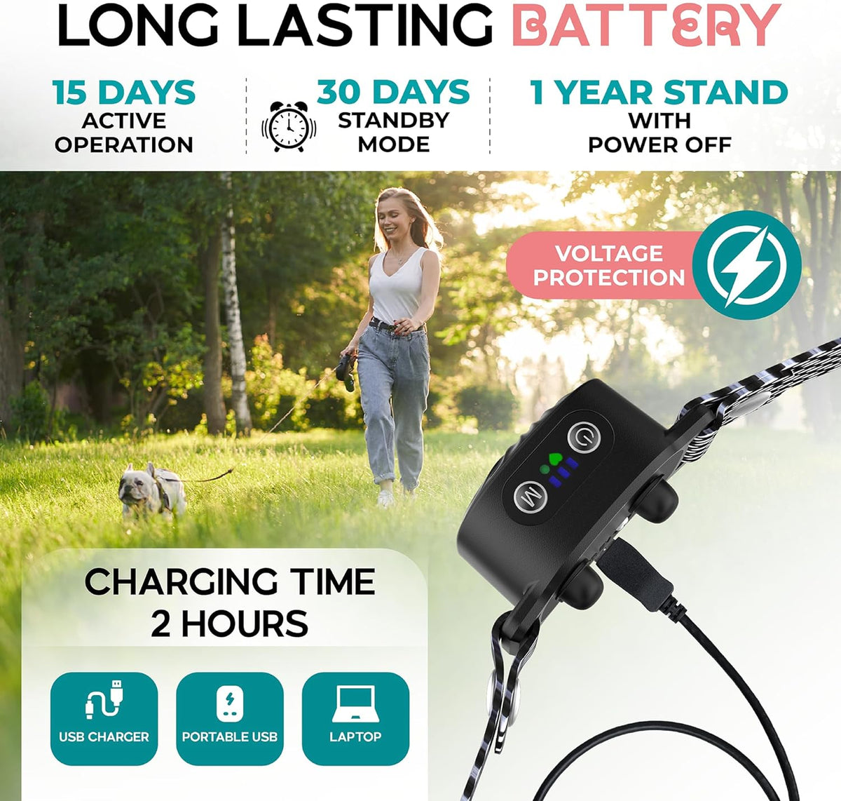 Collier anti-aboiement à vibration pour petits chiens et chiots – Sangle réglable de 15 à 50 cm, 4 niveaux, étanche IP87, autonomie de 30 jours