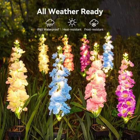 BLOOMLIVA – Solar Delphinium Garden Lights for Outdoor Decor