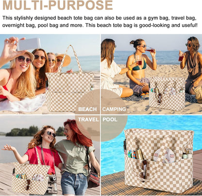 Sac de plage extra large avec compartiment étanche, sac de plage imperméable pour piscine et natation, sac fourre-tout pour le voyage