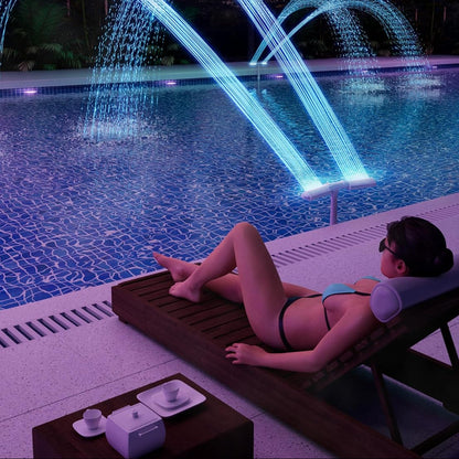 Solar-Powered RGB Fountain for Pool – Evening Light Display