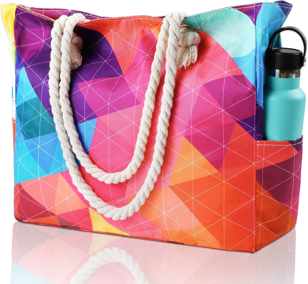 Oversized Zippered Tote with Sand-Resistant Lining for Pool Days & Travel | Water-Resistant Canvas Carryall